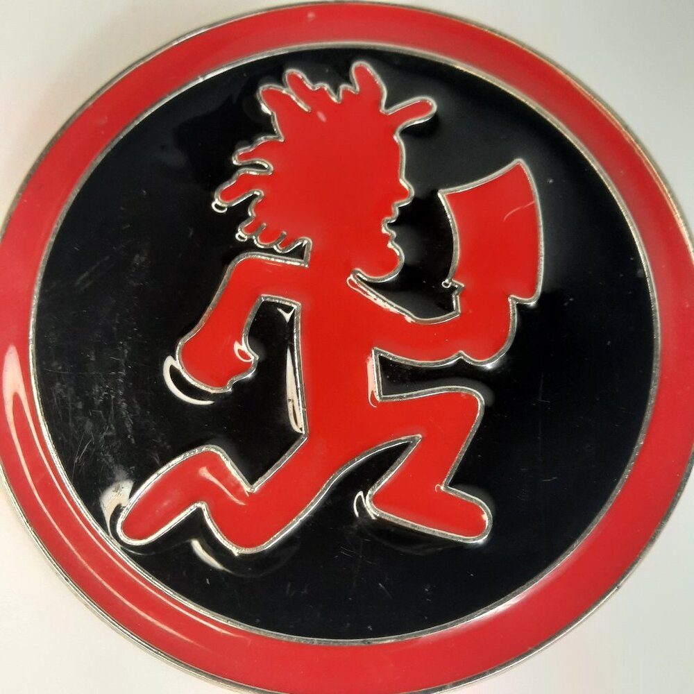 Hatchet Man Psychopathic Records Metal Belt Buckle Red Black Silver 3.5" Circle